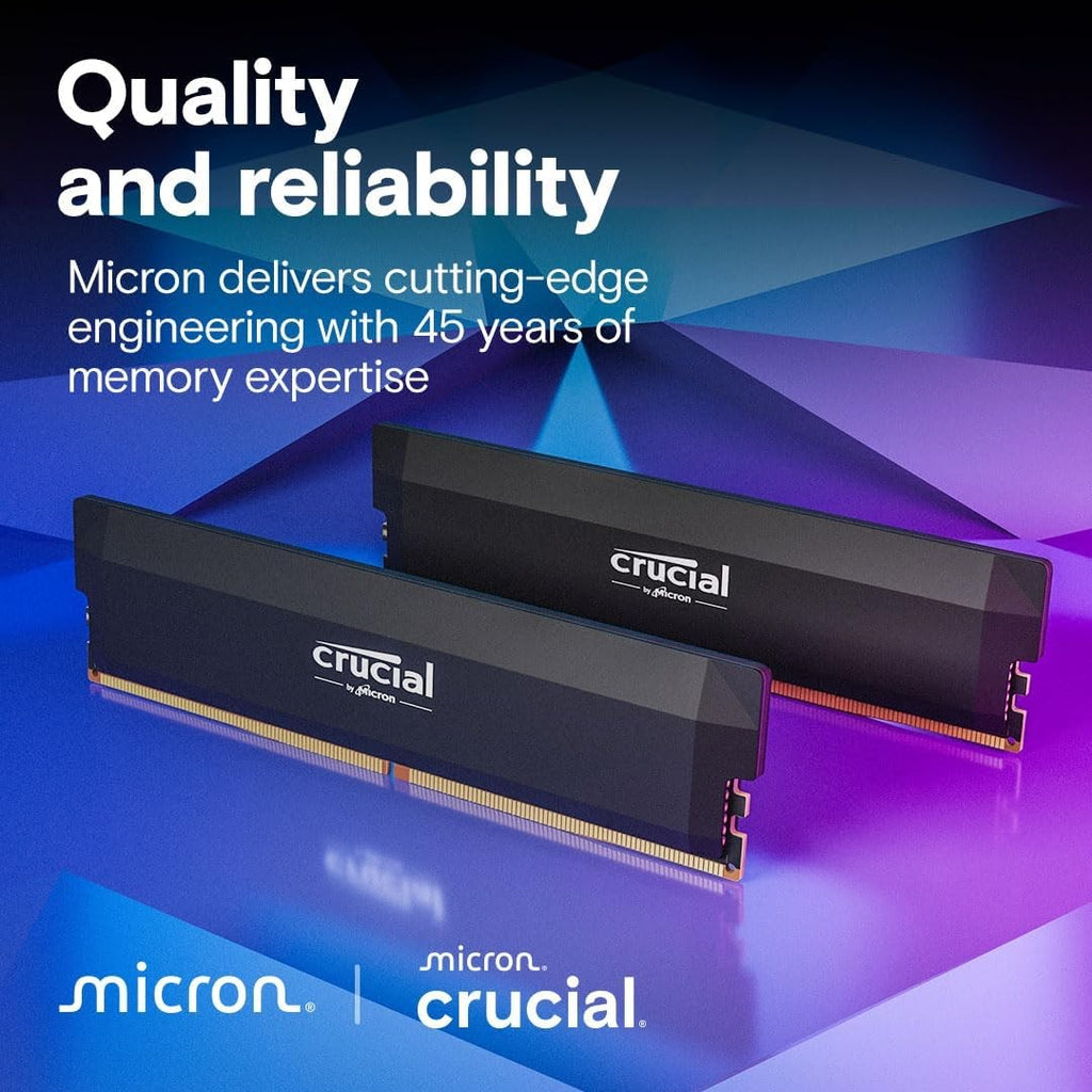 Crucial Pro 32GB (2X16Gb) DDR5 6000Mhz CL36 Desktop Gaming RAM XMP EXPO Black