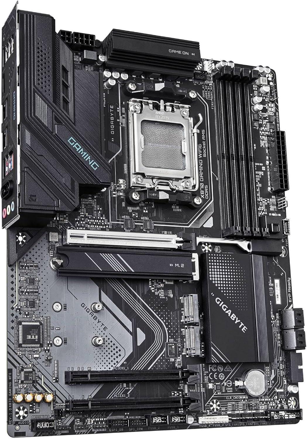 X870 Gaming WIFI6 AMD AM5 LGA 1718 Motherboard, ATX, DDR5, 3X M.2, Pcie 5.0, USB4, Wifi 6, 2.5Gbe LAN, Ez-Latch, 5-Year Warranty