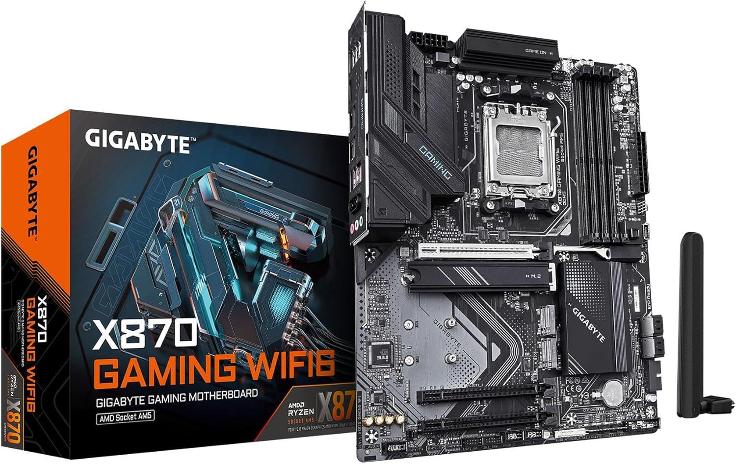 X870 Gaming WIFI6 AMD AM5 LGA 1718 Motherboard, ATX, DDR5, 3X M.2, Pcie 5.0, USB4, Wifi 6, 2.5Gbe LAN, Ez-Latch, 5-Year Warranty
