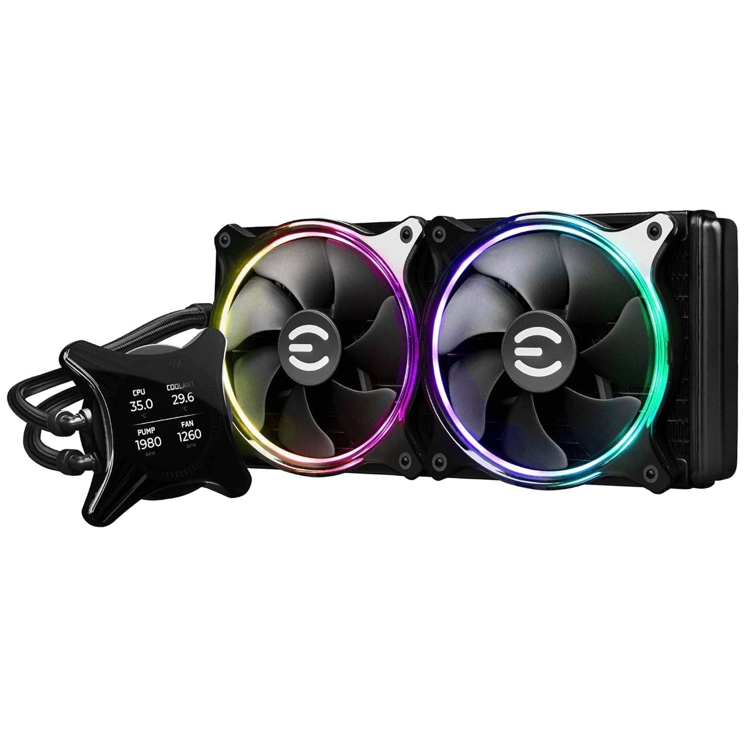 Clcx 280Mm All-In-One LCD CPU Liquid Cooler, 2X 140Mm PWM ARGB Fans, Intel, AMD, 5 YR Warranty, 400-HY-CX28-V1