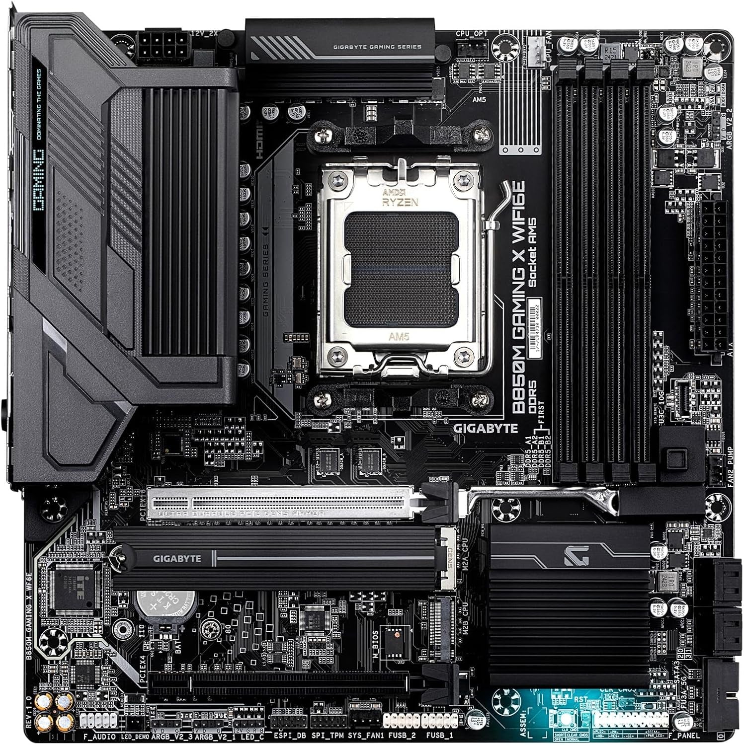 B850M Gaming X WIFI6E AMD AM5 LGA 1718 Motherboard, Matx, DDR5, 2X M.2, Pcie 5.0, USB-C, WIFI6E, 2.5Gbe LAN, Ez-Latch, 5-Year Warranty
