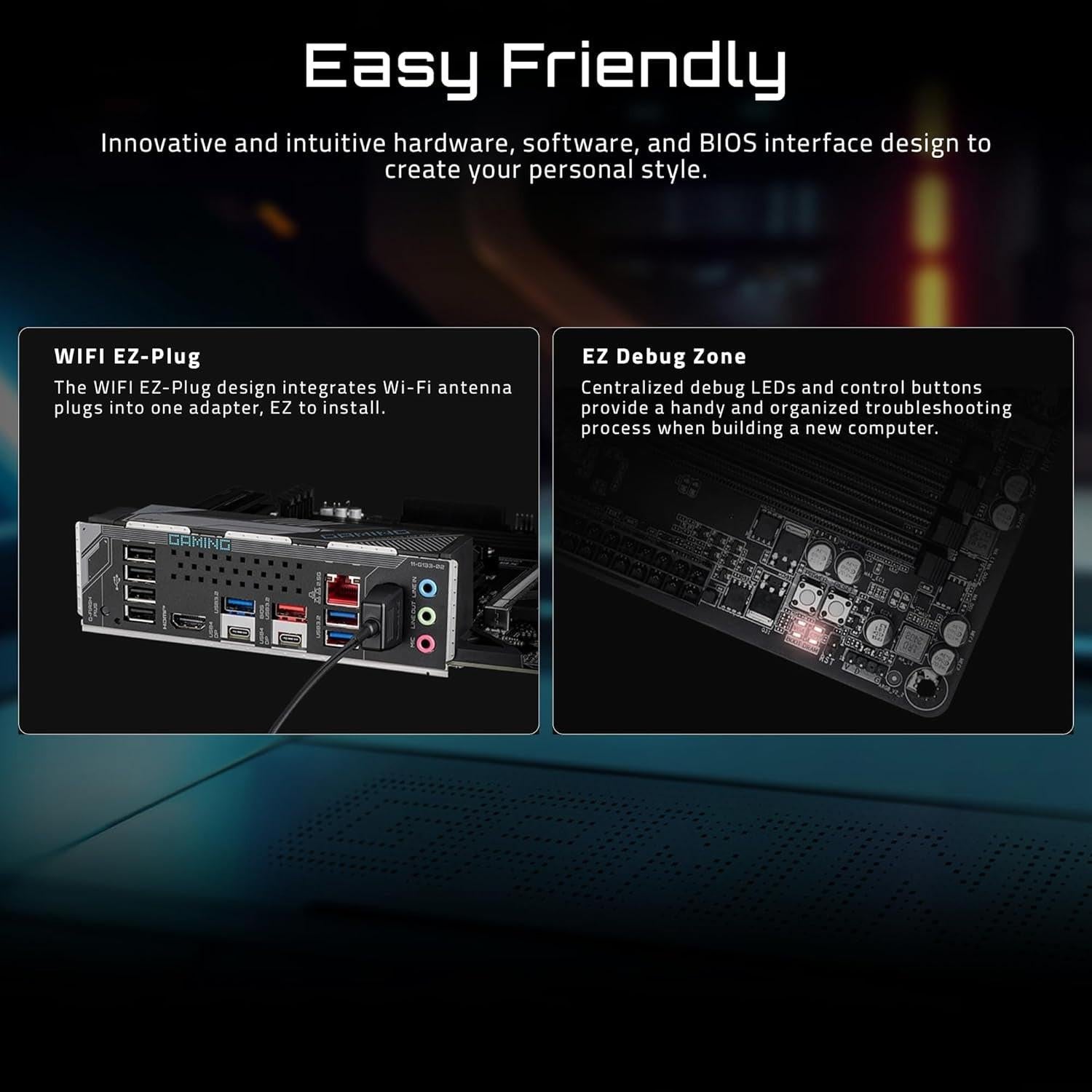 X870 Gaming WIFI6 AMD AM5 LGA 1718 Motherboard, ATX, DDR5, 3X M.2, Pcie 5.0, USB4, Wifi 6, 2.5Gbe LAN, Ez-Latch, 5-Year Warranty