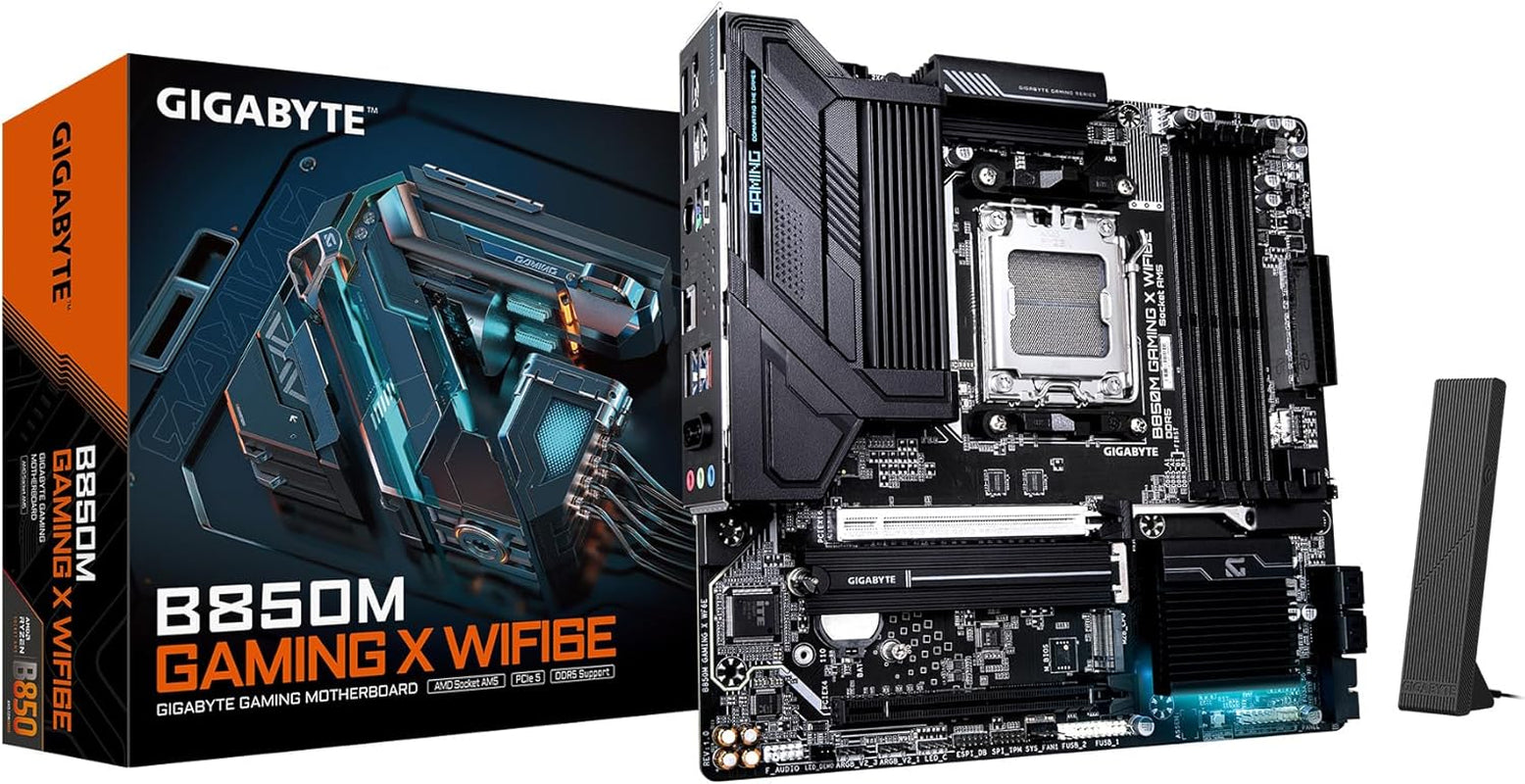 B850M Gaming X WIFI6E AMD AM5 LGA 1718 Motherboard, Matx, DDR5, 2X M.2, Pcie 5.0, USB-C, WIFI6E, 2.5Gbe LAN, Ez-Latch, 5-Year Warranty