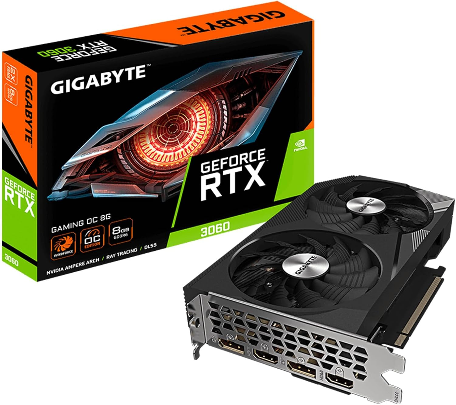Geforce RTX 3060 Gaming OC 8G (Rev. 2.0) Graphics Card, 2X WINDFORCE Fans, 8GB 128-Bit GDDR6,  Video Card