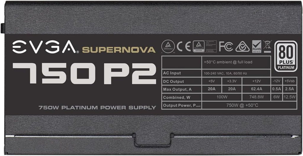 Supernova 750 P2, 80+ PLATINUM 750W , Fully Modular ,  ECO Mode, 10 Year Warranty , Includes FREE Power on Self Tester, Power Supply 220-P2-0750-X1,Black