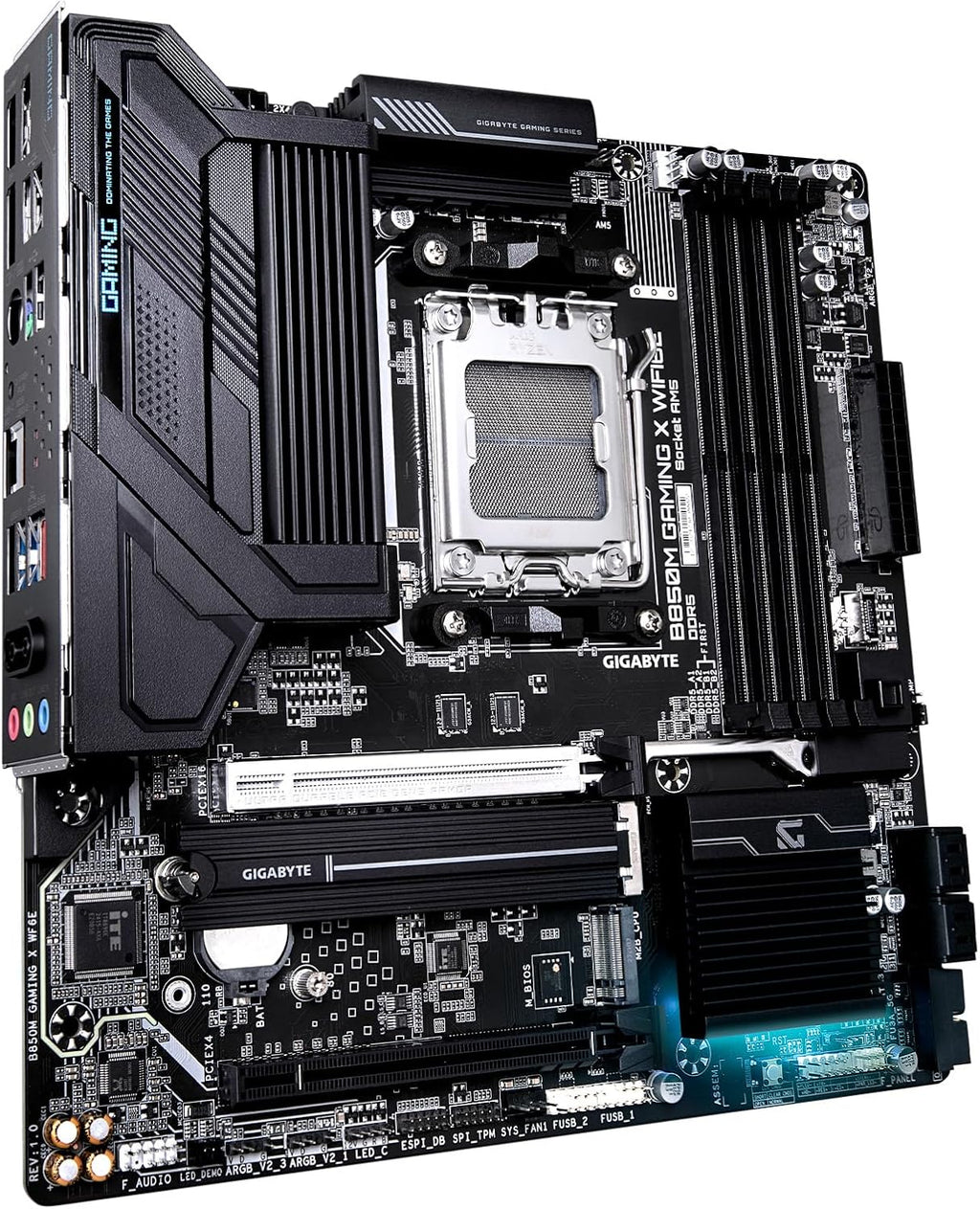 B850M Gaming X WIFI6E AMD AM5 LGA 1718 Motherboard, Matx, DDR5, 2X M.2, Pcie 5.0, USB-C, WIFI6E, 2.5Gbe LAN, Ez-Latch, 5-Year Warranty